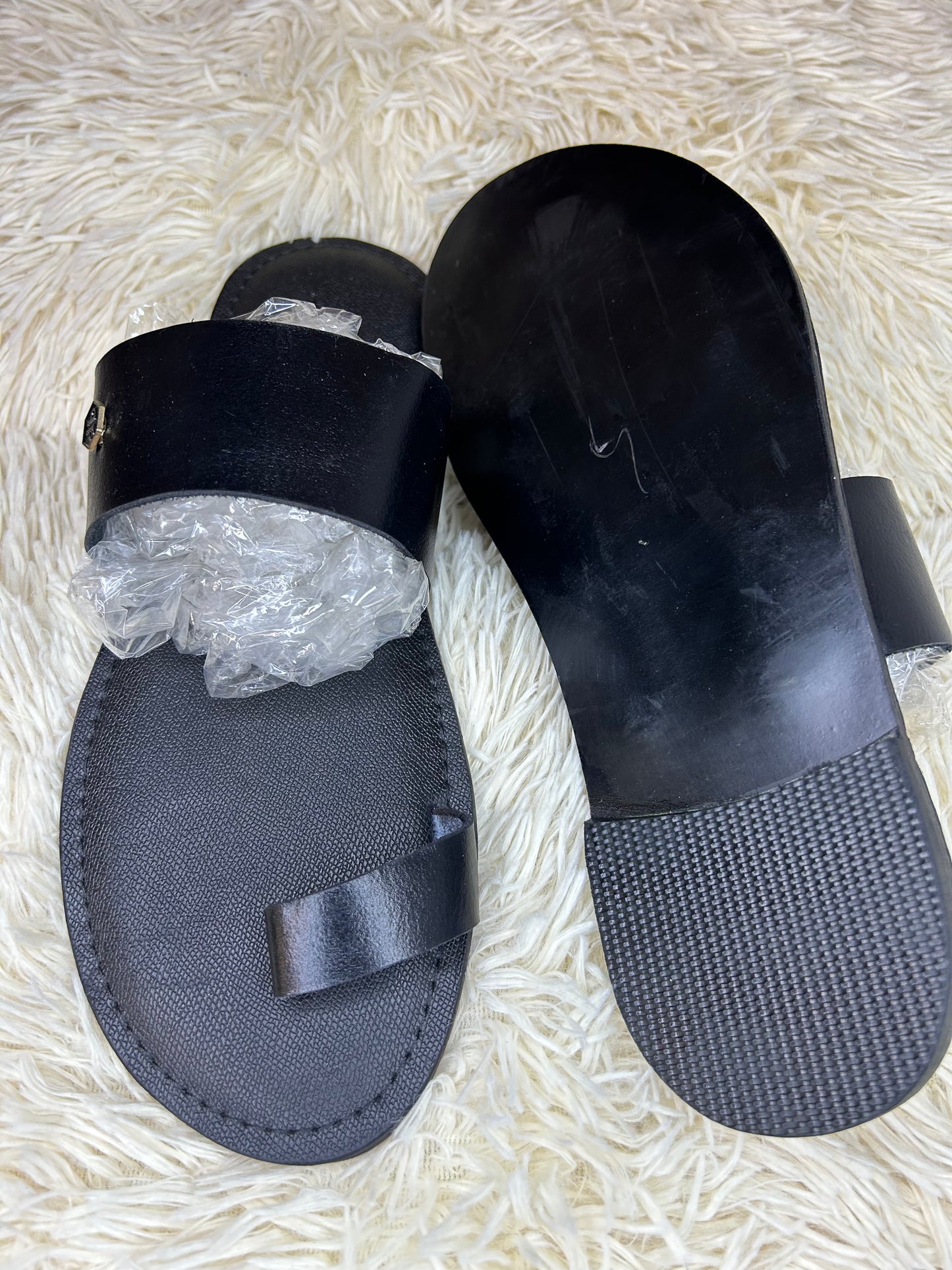 African Black Quality Leather Slippers